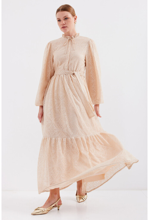 2509 Long Lace Hijab Dress