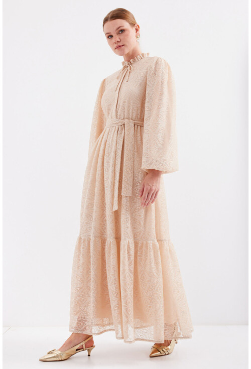 2509 Long Lace Hijab Dress