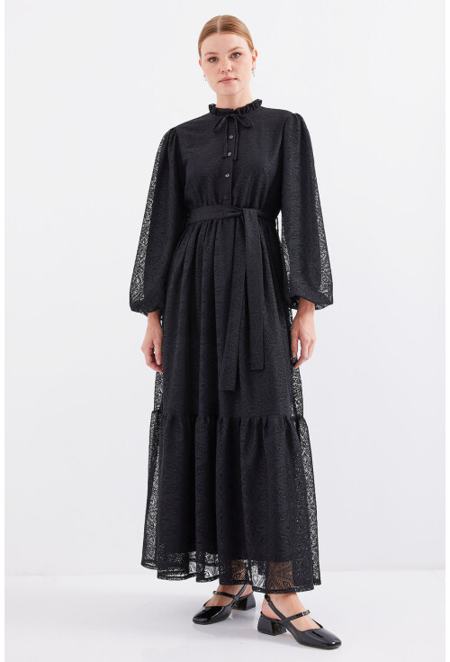 2509 Long Lace Hijab Dress