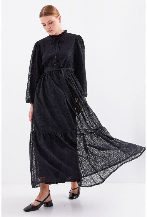 2509 Long Lace Hijab Dress
