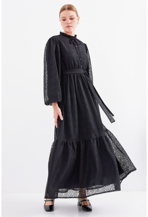 2509 Long Lace Hijab Dress