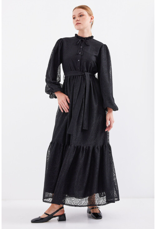2509 Long Lace Hijab Dress