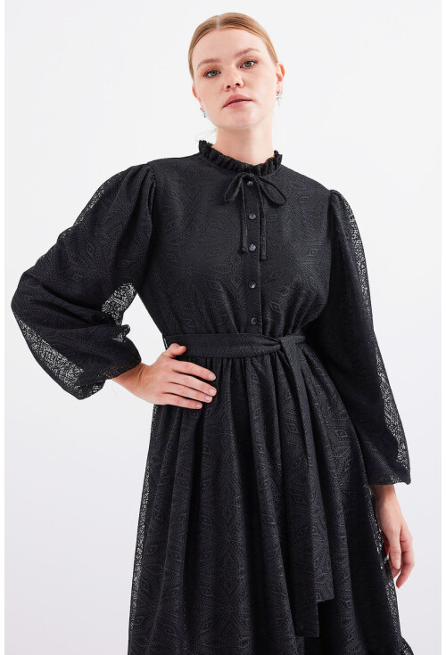 2509 Long Lace Hijab Dress