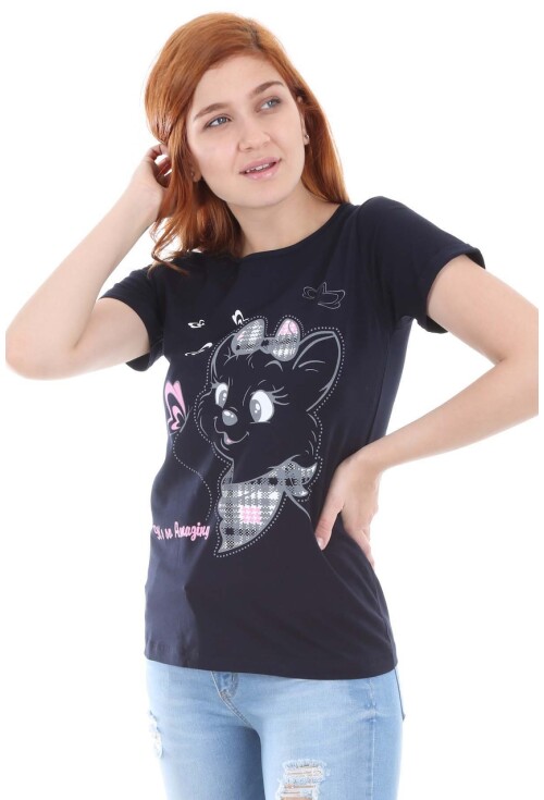 2817 Kedi Baskılı Body