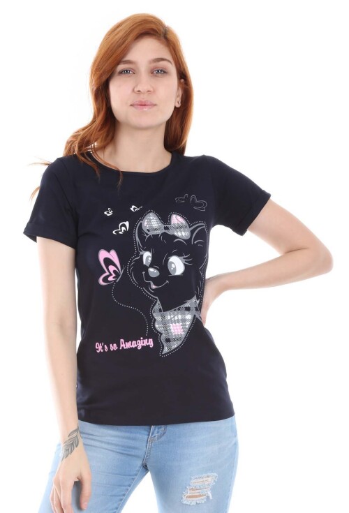 2817 Kedi Baskılı Body