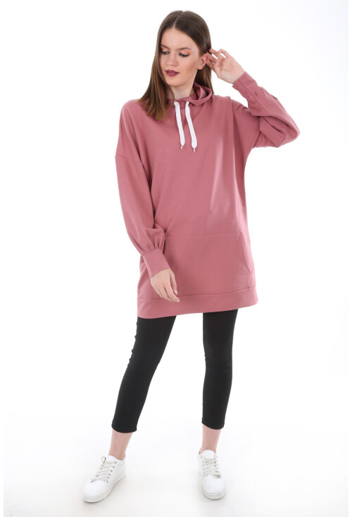 2861 Kapşonlu Sırt Baskılı Sweatshırt
