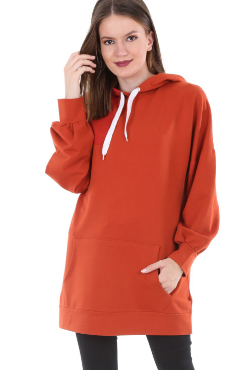 2861 Kapşonlu Sırt Baskılı Sweatshırt