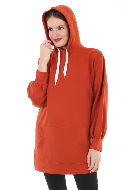2861 Kapşonlu Sırt Baskılı Sweatshırt