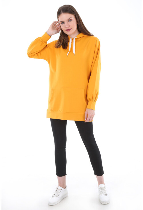 2861 Kapşonlu Sırt Baskılı Sweatshırt