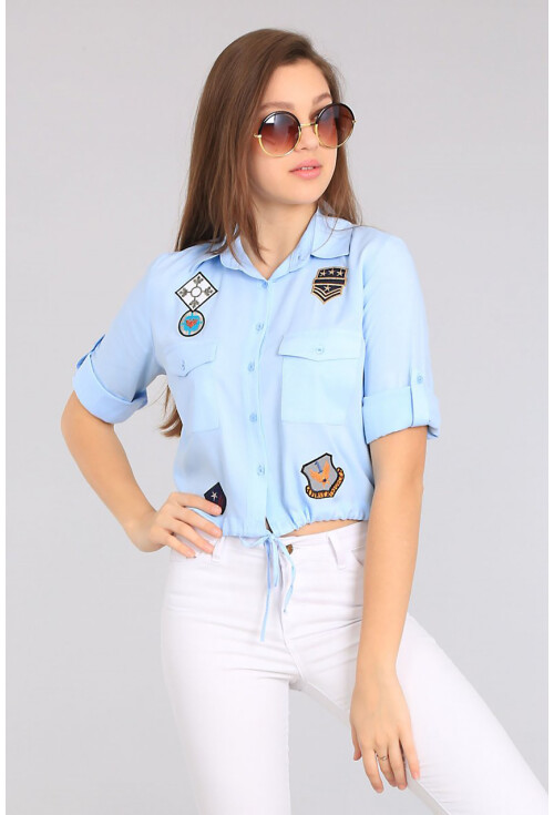 3407 Belden Büzgülü Gömlek