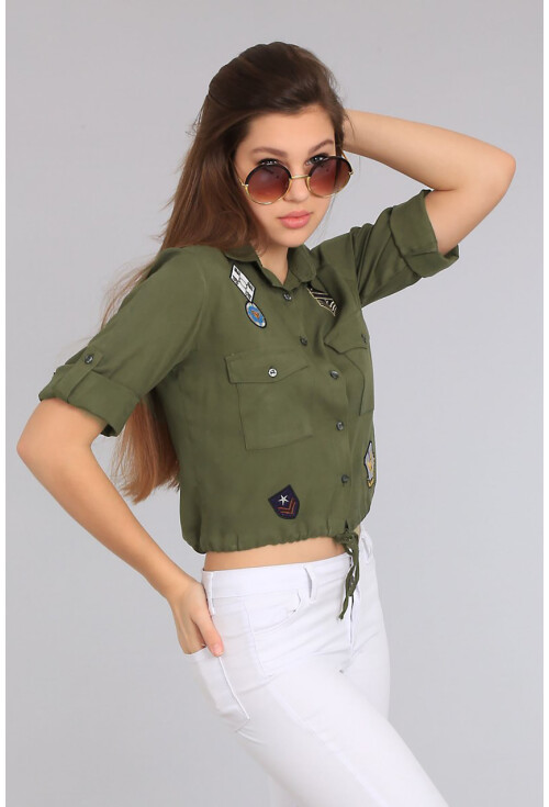 3407 Belden Büzgülü Gömlek
