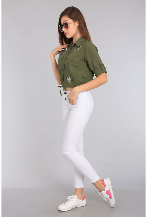 3407 Belden Büzgülü Gömlek