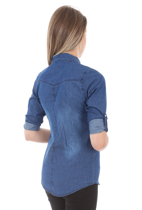 3411 Snap-Button Double Pocket Denim Shirt