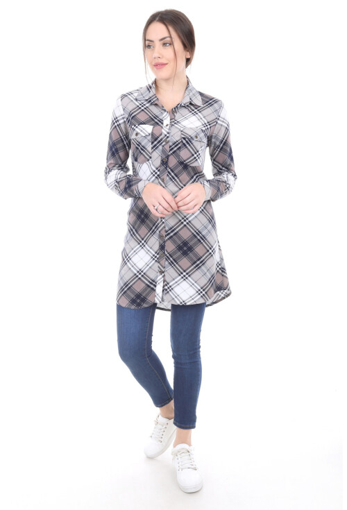 3459 Ekose Desen Tunik