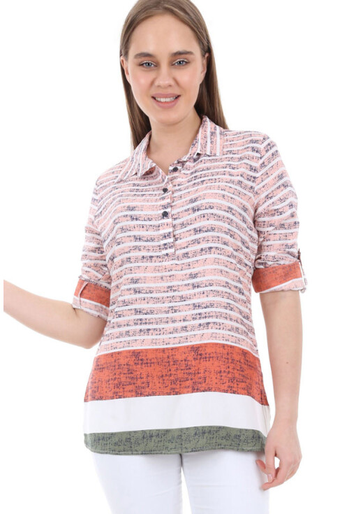 3467 Polo Yaka Desenli Gömlek