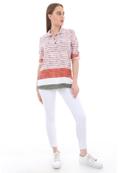 3467 Polo Yaka Desenli Gömlek