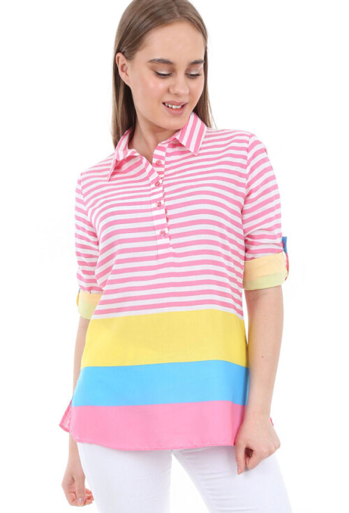 3467 Polo Yaka Desenli Gömlek