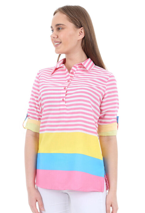 3467 Polo Yaka Desenli Gömlek