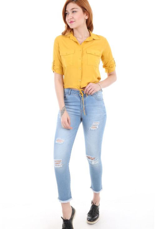 3470 Çift Cepli Bağcıklı Gömlek