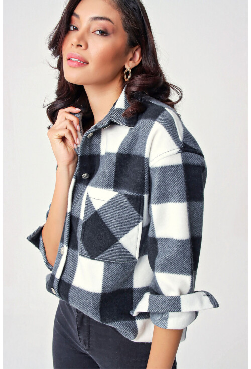 3862 Ekose Desen Oversize Gömlek