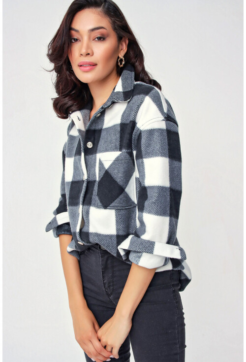 3862 Ekose Desen Oversize Gömlek