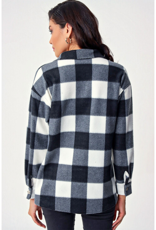 3862 Ekose Desen Oversize Gömlek