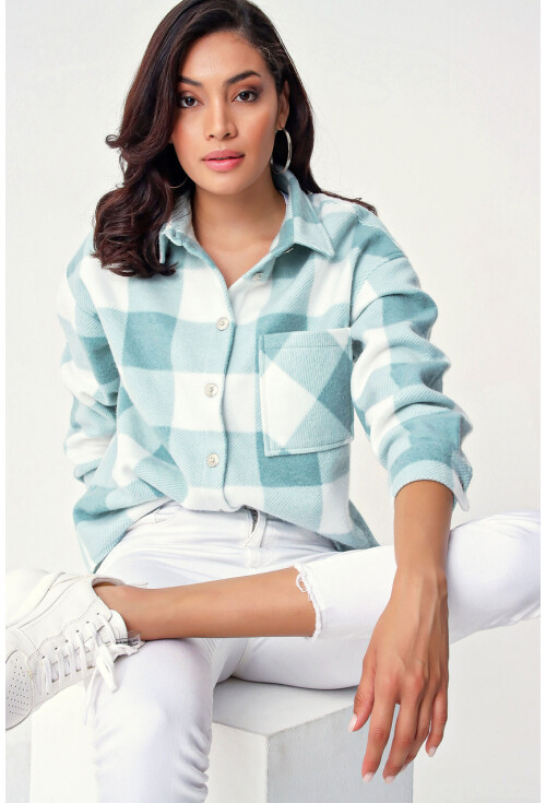 3862 Ekose Desen Oversize Gömlek