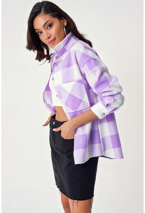 3862 Ekose Desen Oversize Gömlek