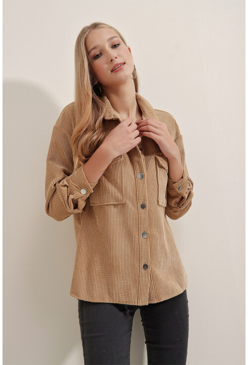 3865 Striped Corduroy Shirt