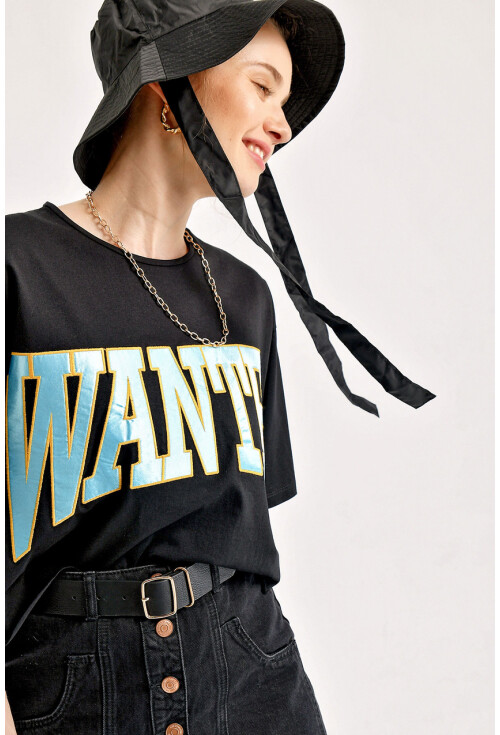4134 Wanted Nakışlı T-Shirt