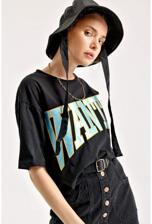 4134 Wanted Nakışlı T-Shirt