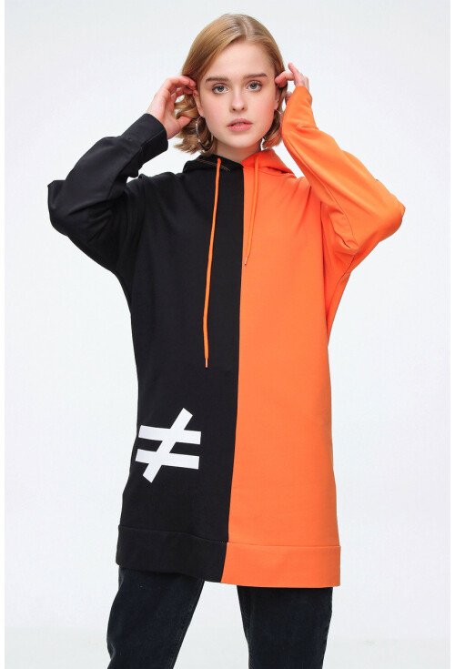 4265 Oversize Çift Renkli Sweat Elbise