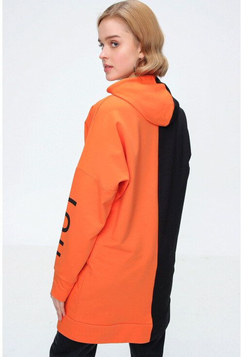 4265 Oversize Çift Renkli Sweat Elbise