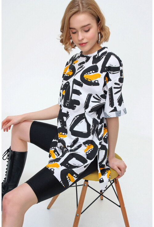 4280 Yırtmaçlı Oversize Tshirt