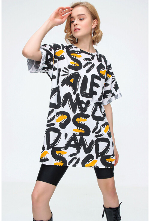 4280 Yırtmaçlı Oversize Tshirt