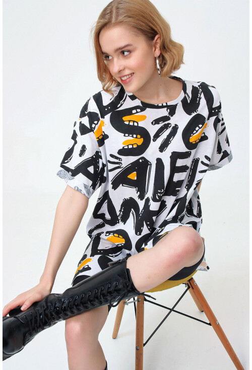 4280 Yırtmaçlı Oversize Tshirt