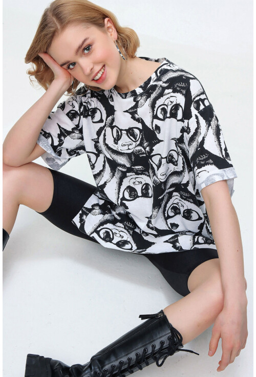 4280 Yırtmaçlı Oversize Tshirt