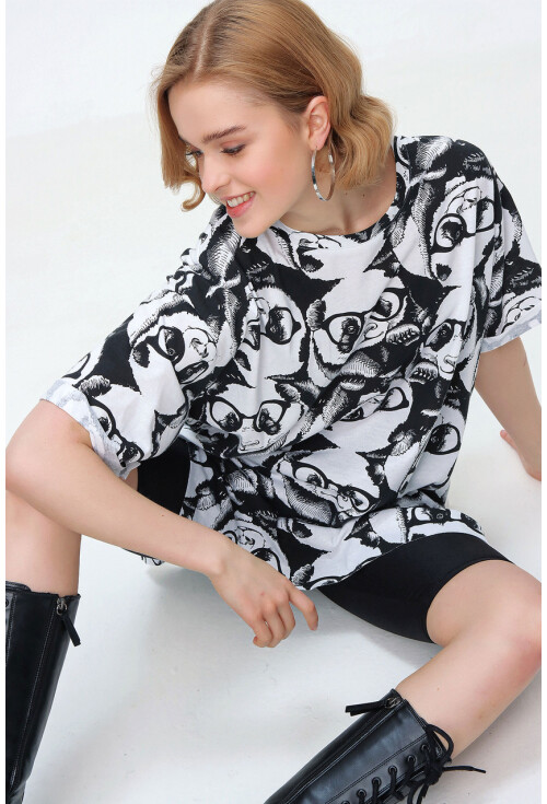 4280 Yırtmaçlı Oversize Tshirt