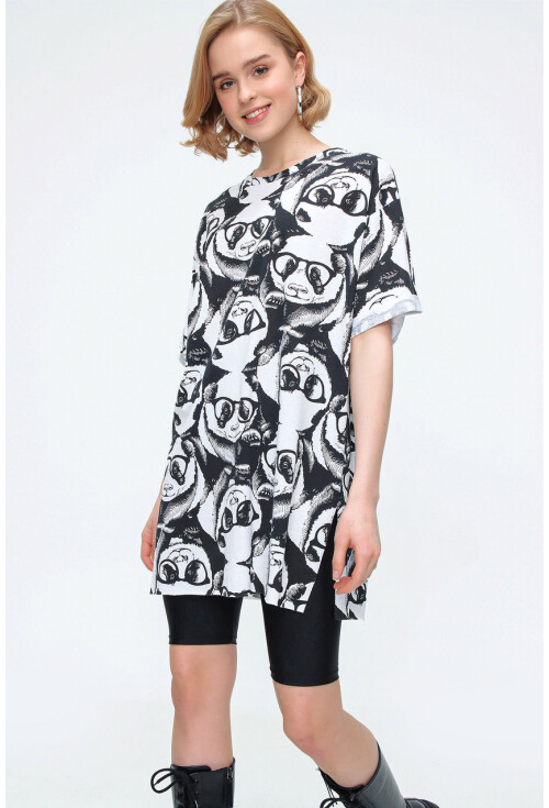 4280 Yırtmaçlı Oversize Tshirt