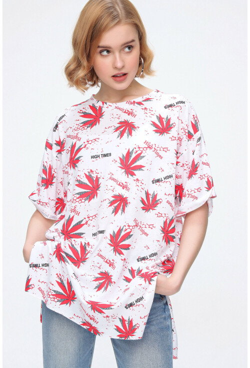 4280 Yırtmaçlı Oversize Tshirt