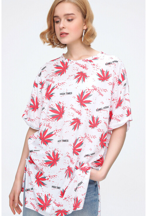 4280 Yırtmaçlı Oversize Tshirt