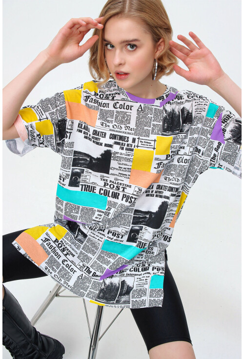 4280 Yırtmaçlı Oversize Tshirt