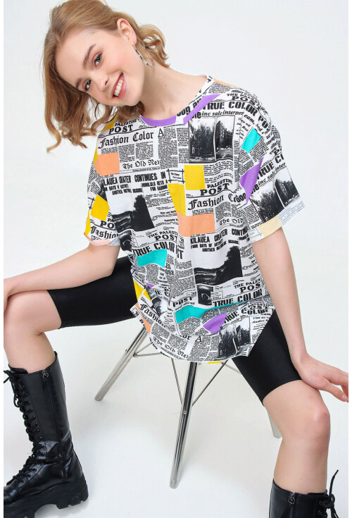 4280 Yırtmaçlı Oversize Tshirt