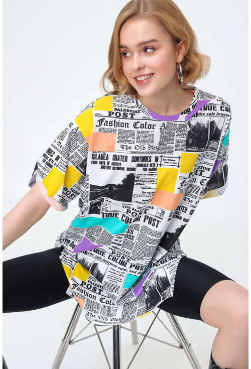 4280 Yırtmaçlı Oversize Tshirt