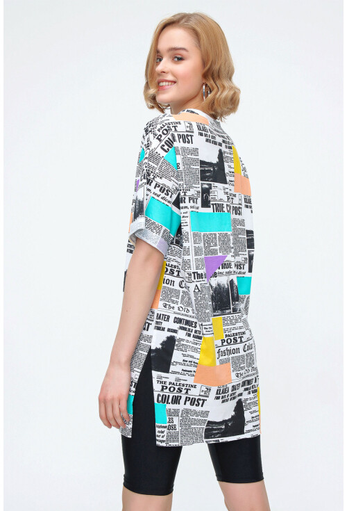 4280 Yırtmaçlı Oversize Tshirt
