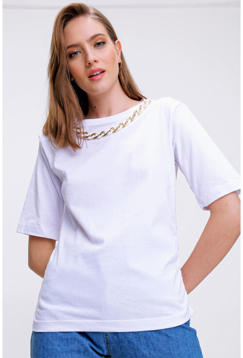 4305 Zincir Detaylı T-Shirt