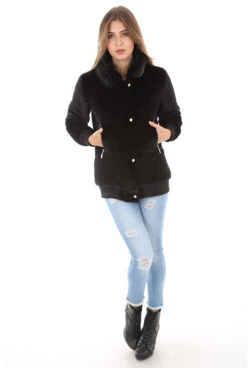 5069 Yaka Kürklü Kadife Mont