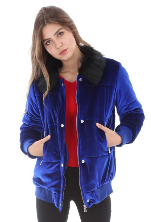 5069 Yaka Kürklü Kadife Mont