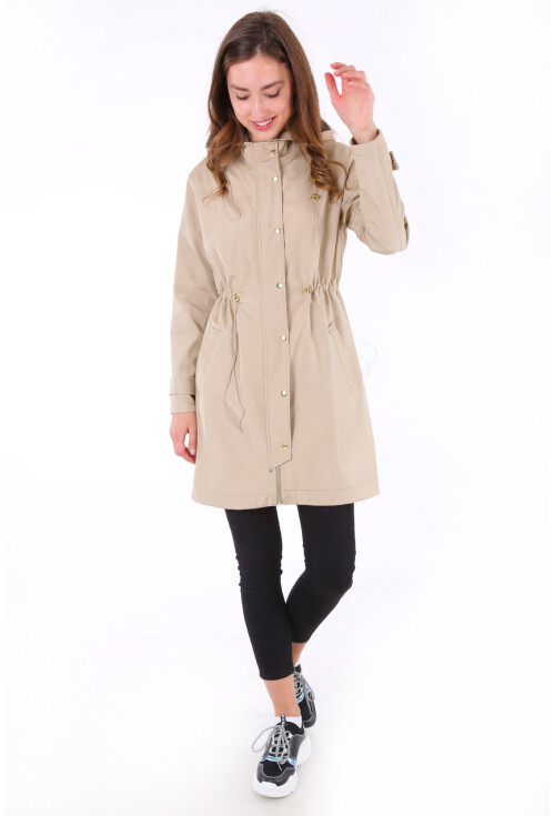 5082 Kapşonlu Uzun Trenchcoat
