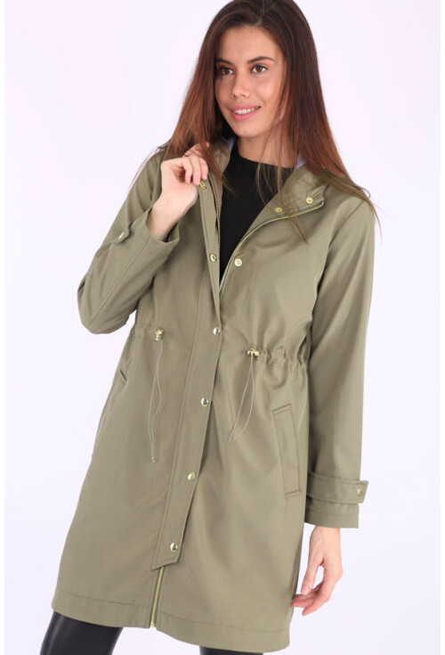 5082 Kapşonlu Uzun Trenchcoat